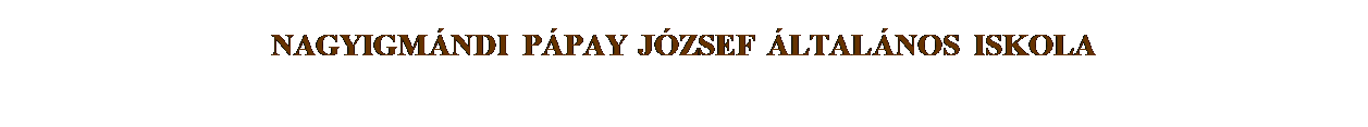Szövegdoboz: NAGYIGMÁNDI PÁPAY JÓZSEF ÁLTALÁNOS ISKOLA